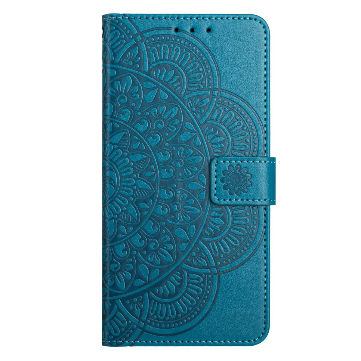 Compatible with iPhone 18 Pro Max Flower Embossed Leather Phone Case - Blue