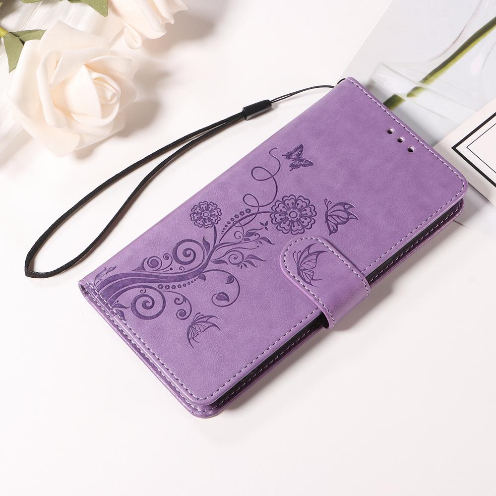 For vivo V50 Embossed Butterfly Flowers Leather Phone Case(Purple)