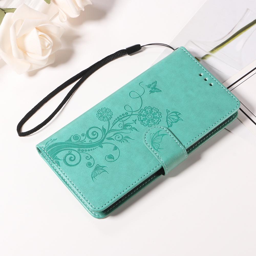 For vivo V50 Embossed Butterfly Flowers Leather Phone Case(Green)
