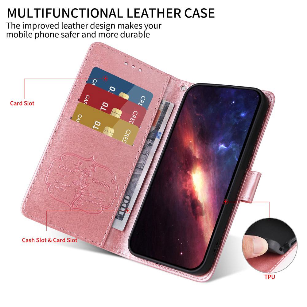 For vivo V50 Embossed Butterfly Flowers Leather Phone Case(Rose Gold)