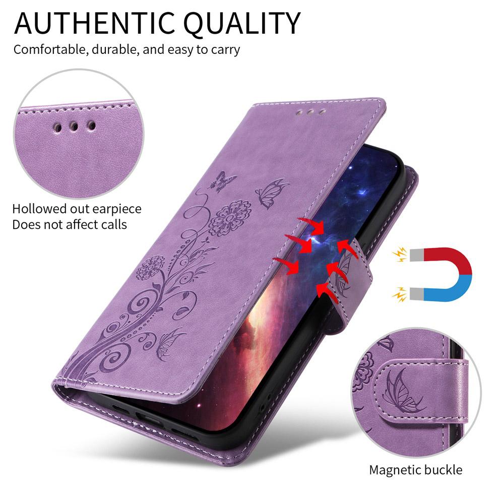 For vivo V50 Lite 4G / 5G Embossed Butterfly Flowers Leather Phone Case(Purple)