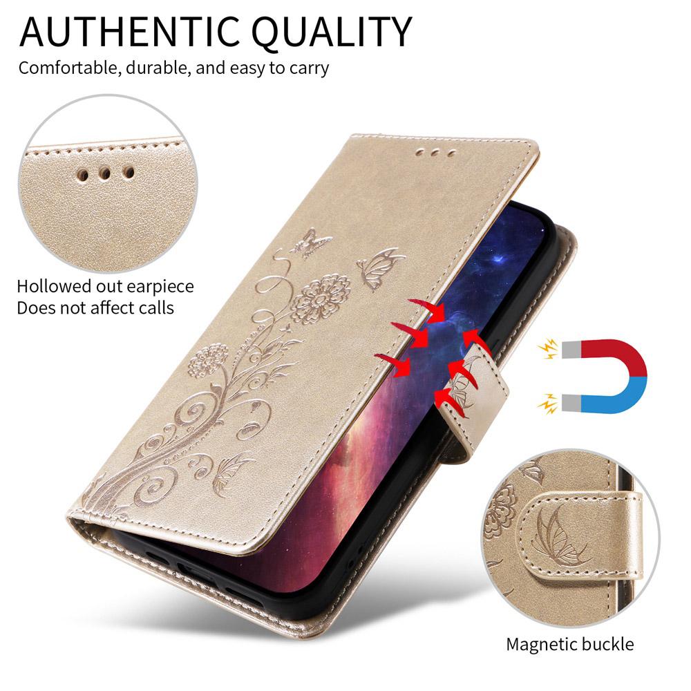 For vivo V50 Lite 4G / 5G Embossed Butterfly Flowers Leather Phone Case(Gold)