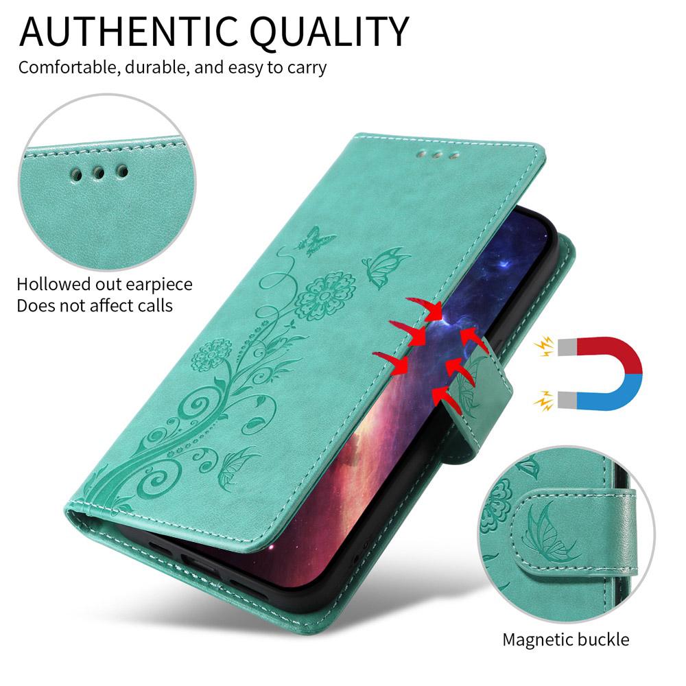 For vivo V50 Lite 4G / 5G Embossed Butterfly Flowers Leather Phone Case(Green)