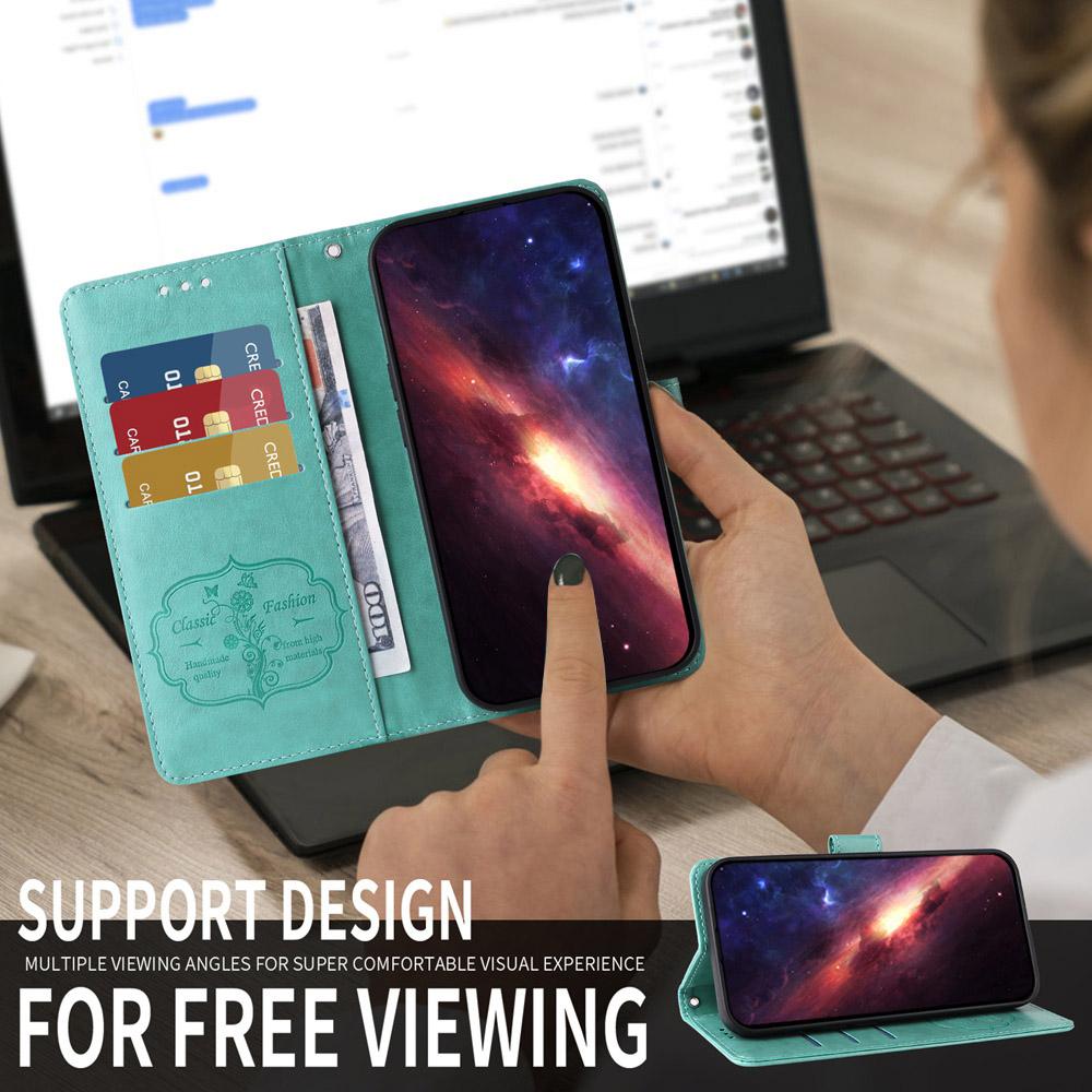 For vivo V50 Lite 4G / 5G Embossed Butterfly Flowers Leather Phone Case(Green)