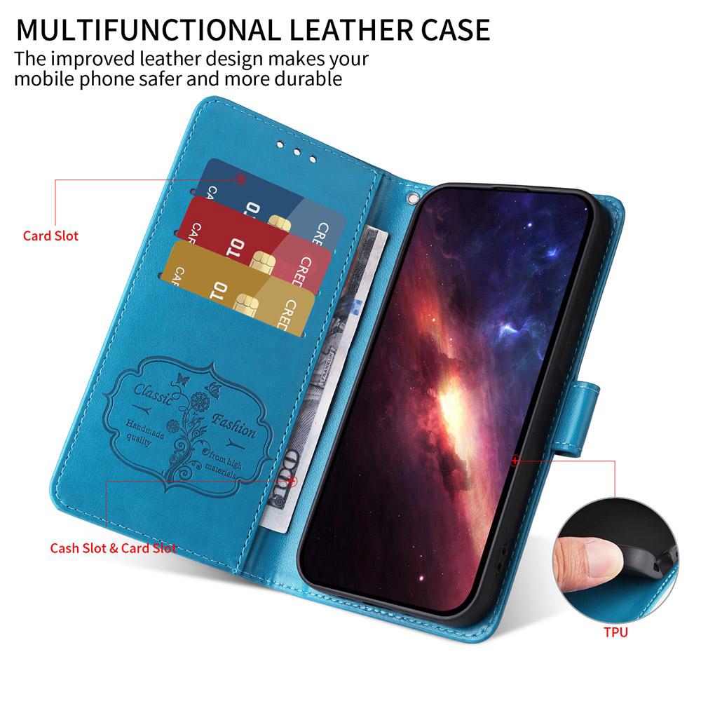 For vivo V50 Lite 4G / 5G Embossed Butterfly Flowers Leather Phone Case(Blue)