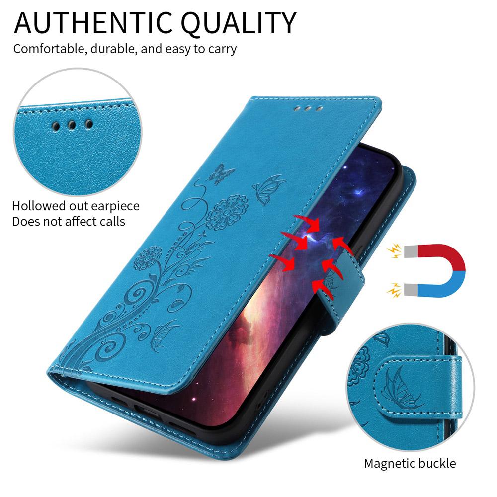 For vivo V50 Lite 4G / 5G Embossed Butterfly Flowers Leather Phone Case(Blue)