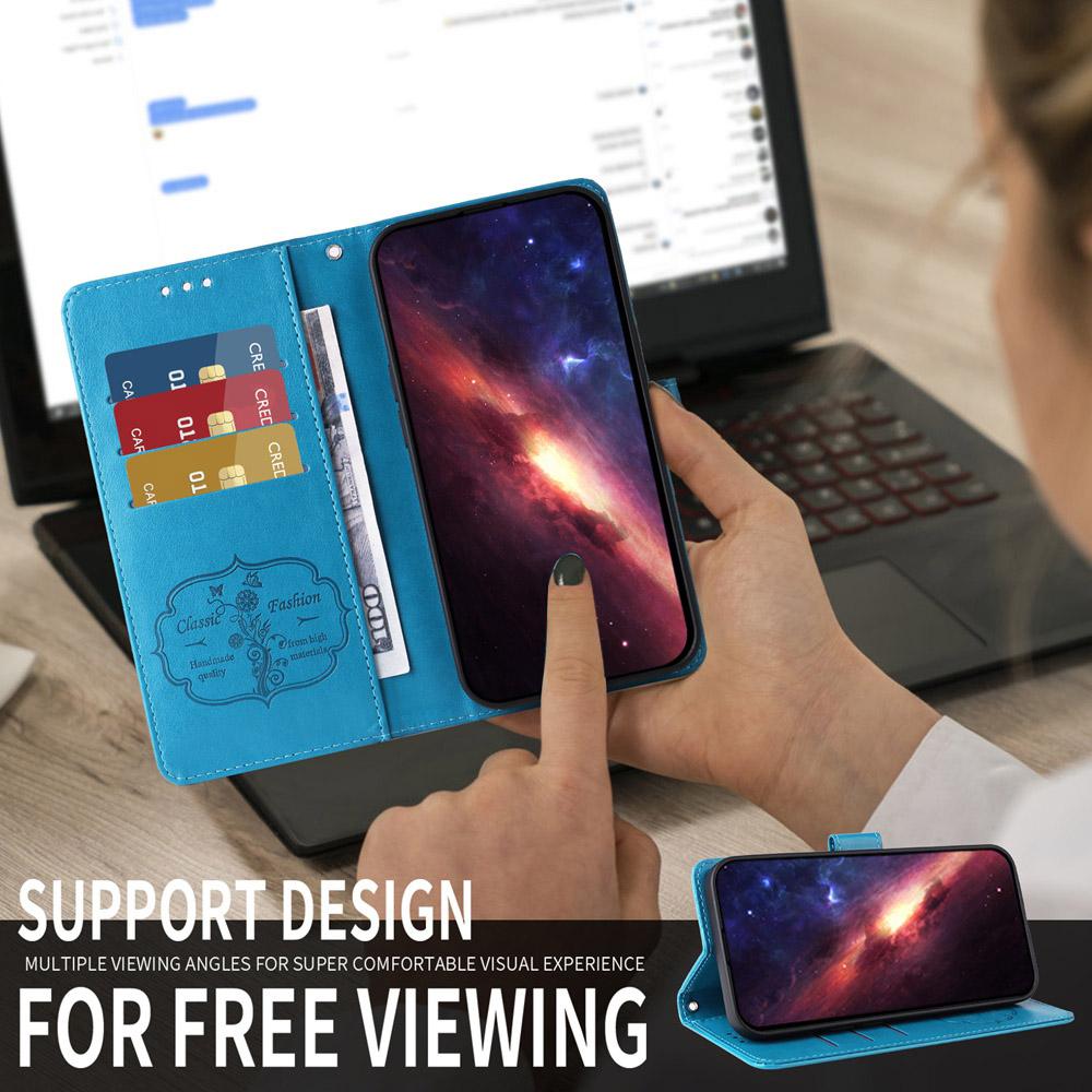 For vivo V50 Lite 4G / 5G Embossed Butterfly Flowers Leather Phone Case(Blue)