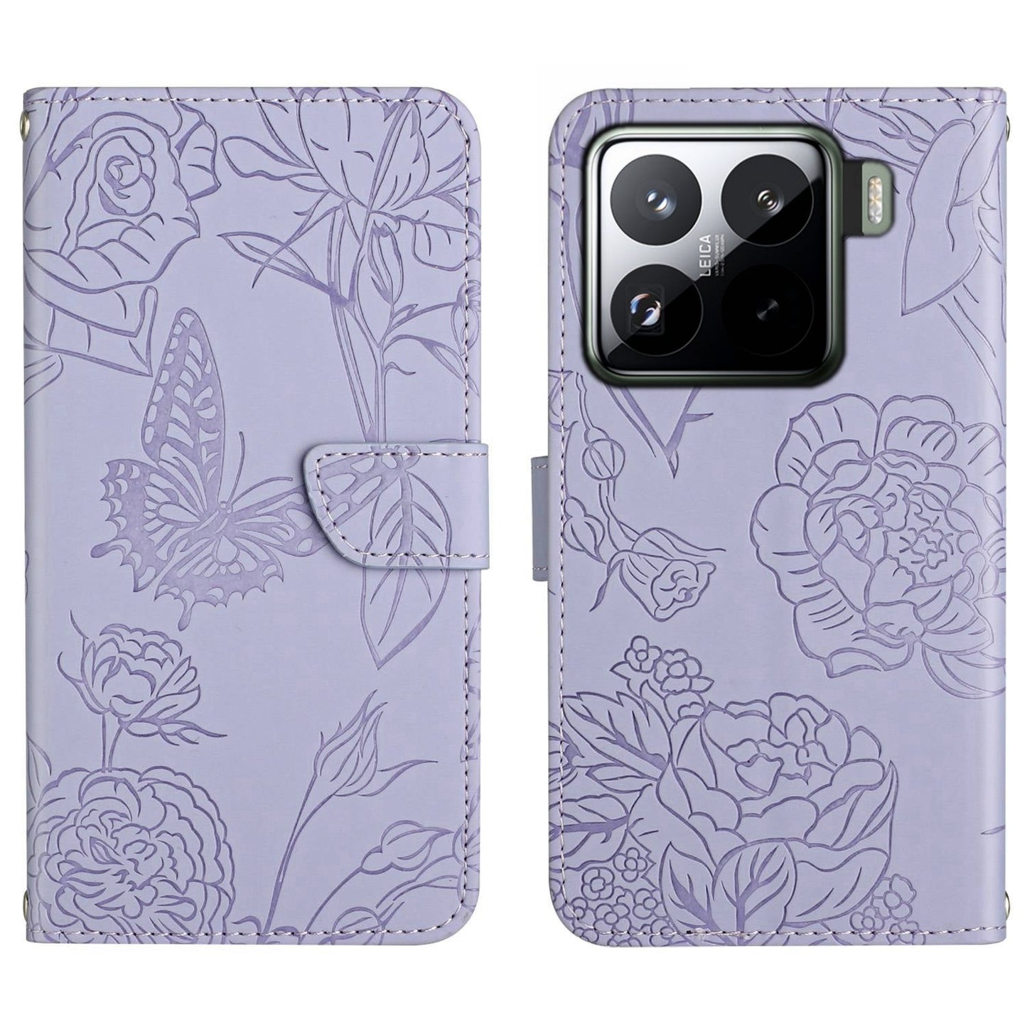For Xiaomi 15 Pro Skin Feel Butterfly Embossed Flip Leather Phone Case(Purple)