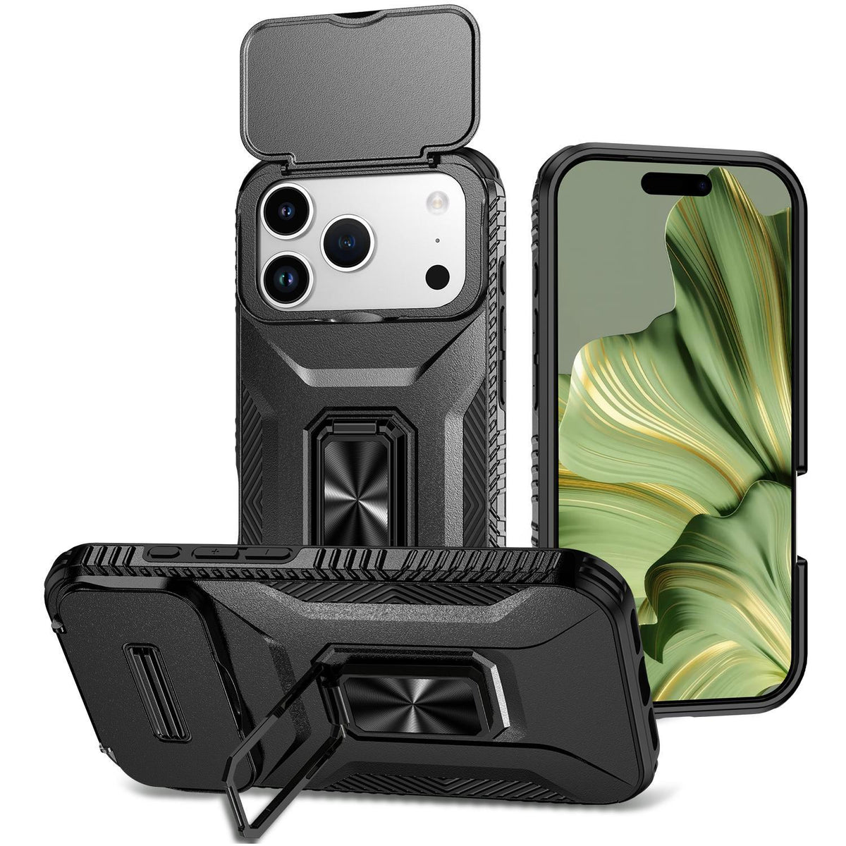 Compatible with iPhone 18 Pro Max Sliding Camshield Holder Phone Case - Black