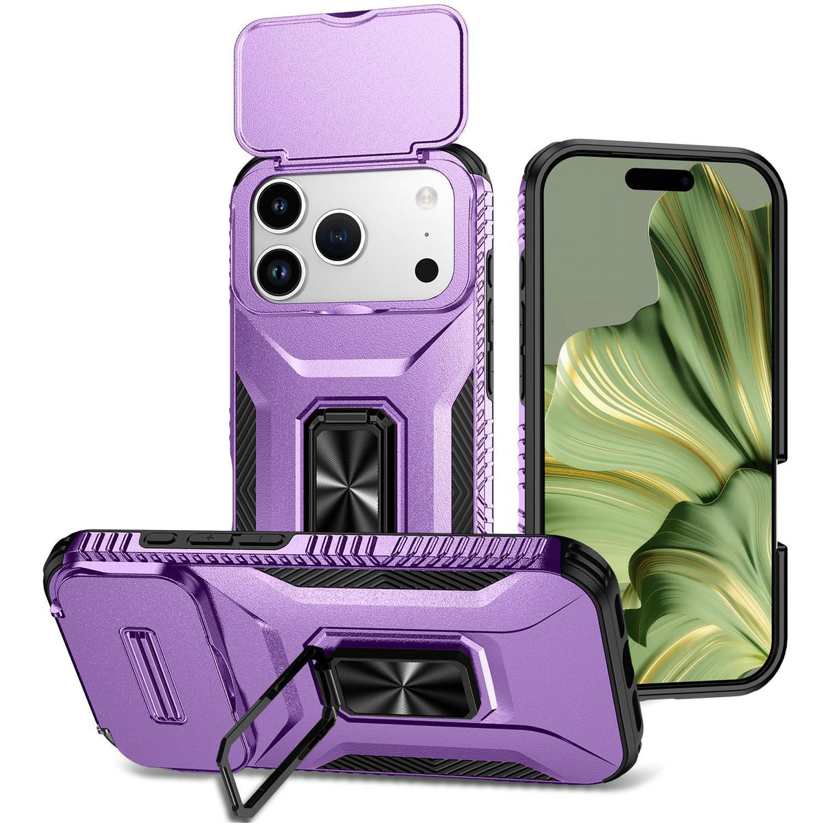 Compatible with iPhone 18 Pro Max Sliding Camshield Holder Phone Case - Purple