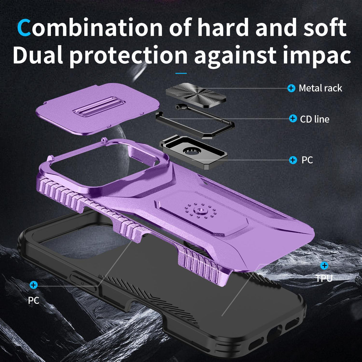 Compatible with iPhone 18 Pro Max Sliding Camshield Holder Phone Case - Purple