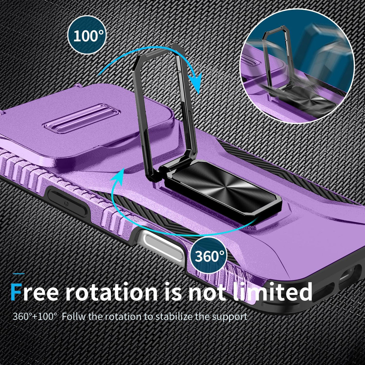 Compatible with iPhone 18 Pro Max Sliding Camshield Holder Phone Case - Purple