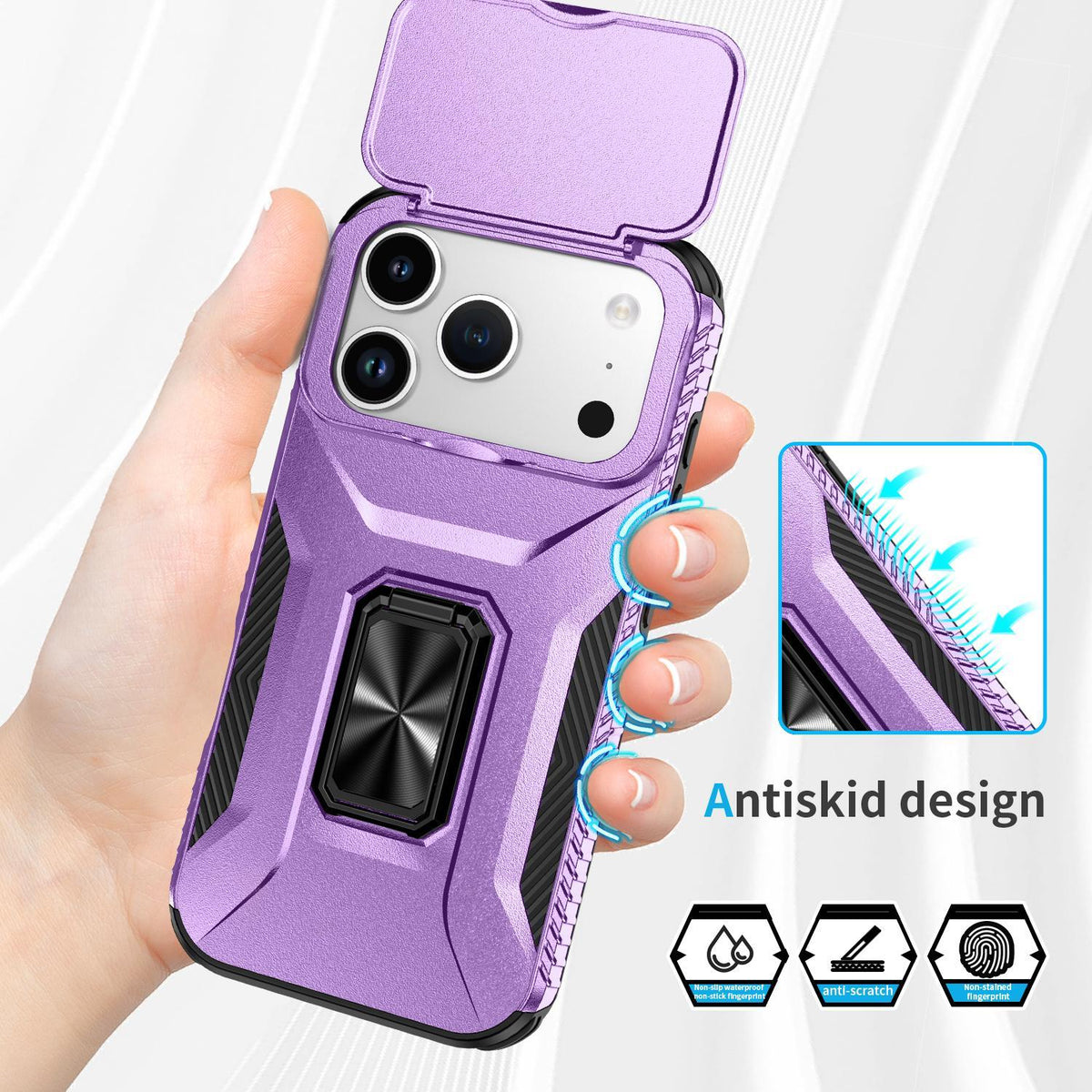 Compatible with iPhone 18 Pro Max Sliding Camshield Holder Phone Case - Purple