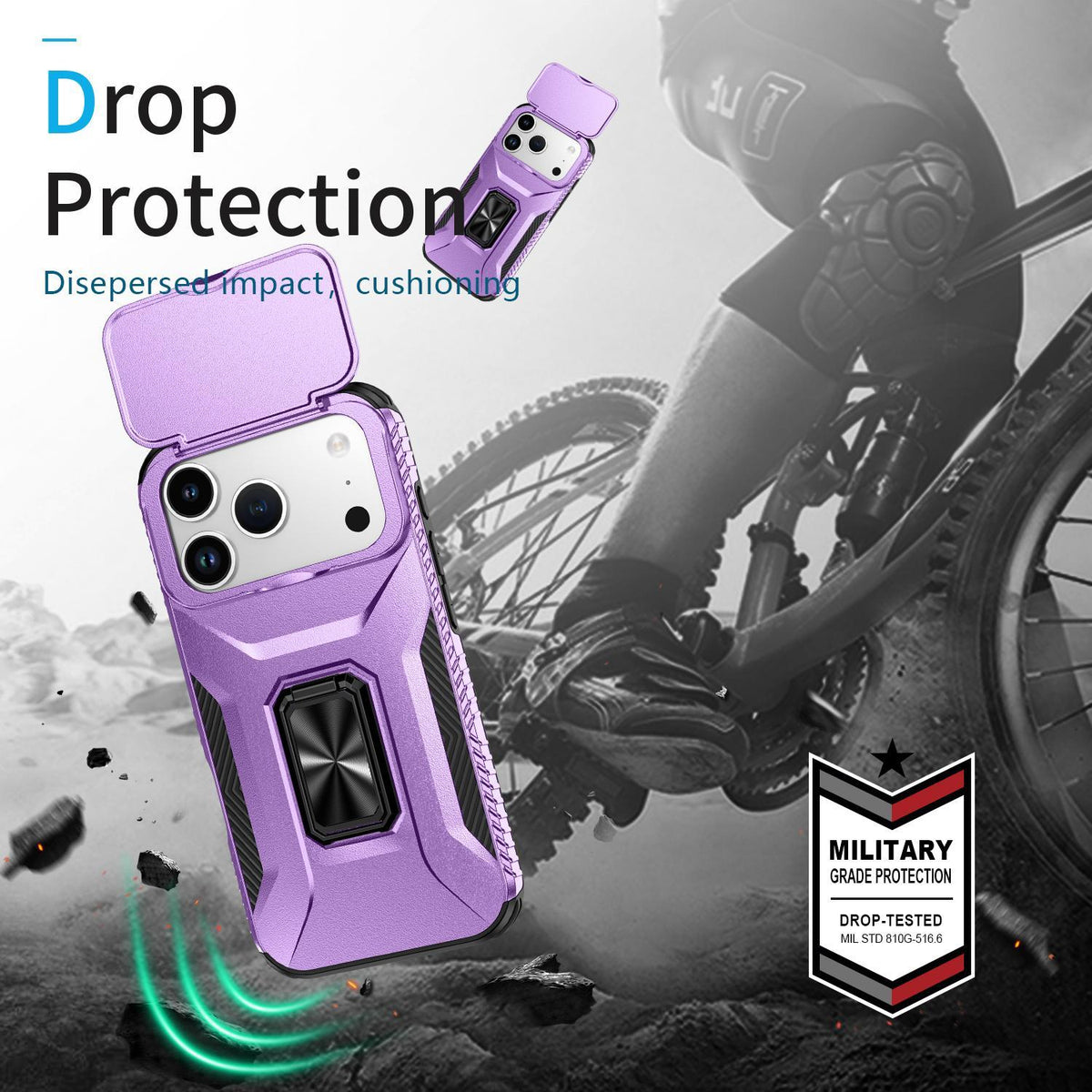 Compatible with iPhone 18 Pro Max Sliding Camshield Holder Phone Case - Purple