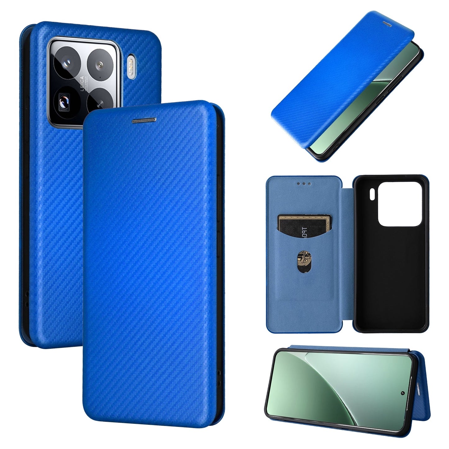 For Xiaomi 15 Carbon Fiber Texture Flip Leather Phone Case(Blue)