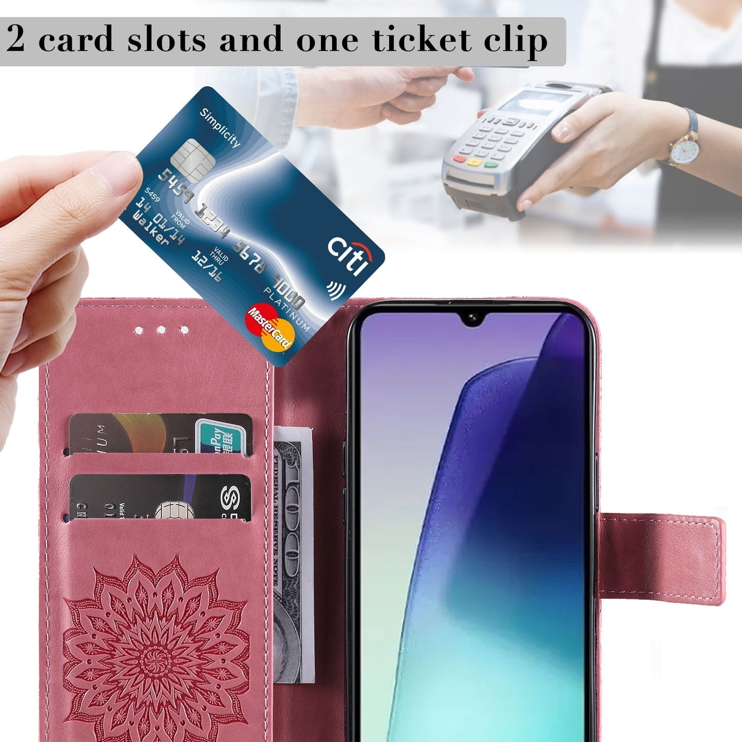 For Redmi 14C 4G Embossed Sunflower Pattern Flip Leather Phone Case(Pink)