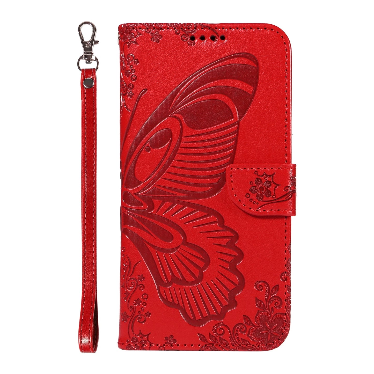 For Redmi 14C 4G Swallowtail Butterfly Embossed Leather Phone Case(Red)