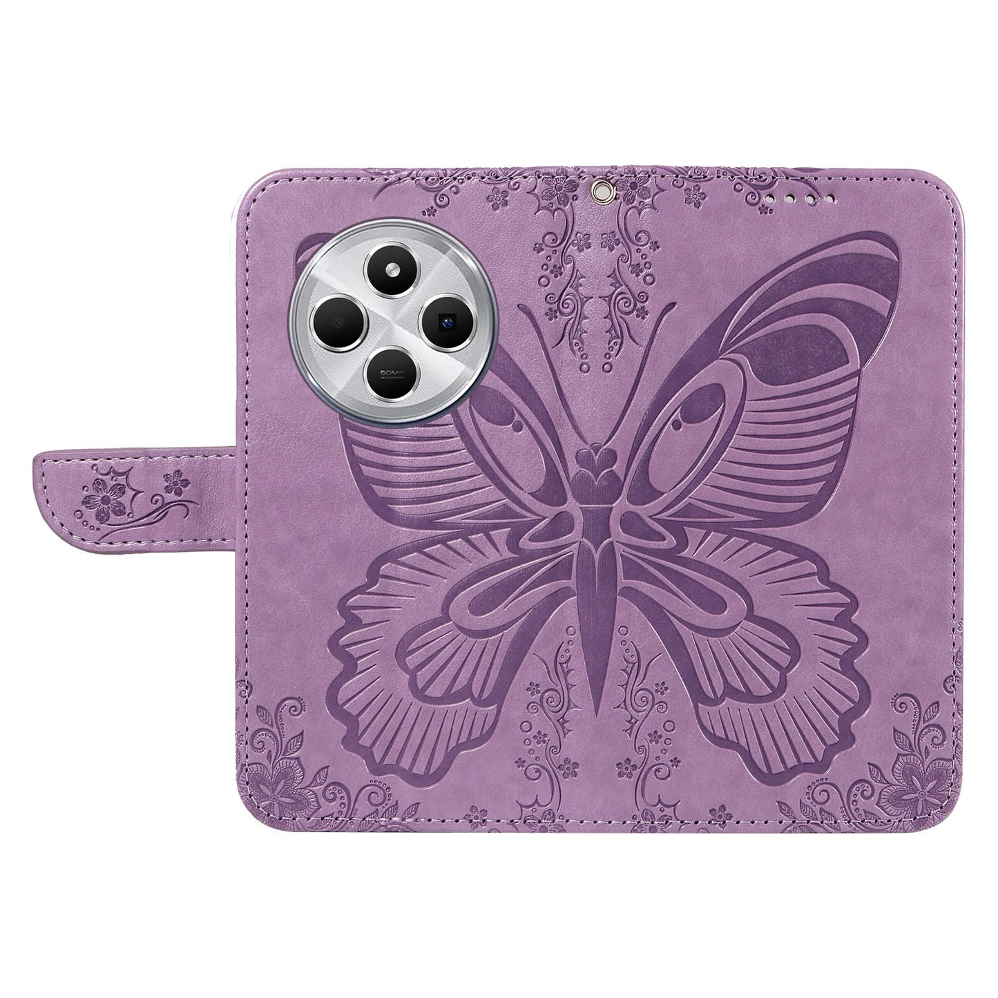 For Redmi 14C 4G Swallowtail Butterfly Embossed Leather Phone Case(Purple)