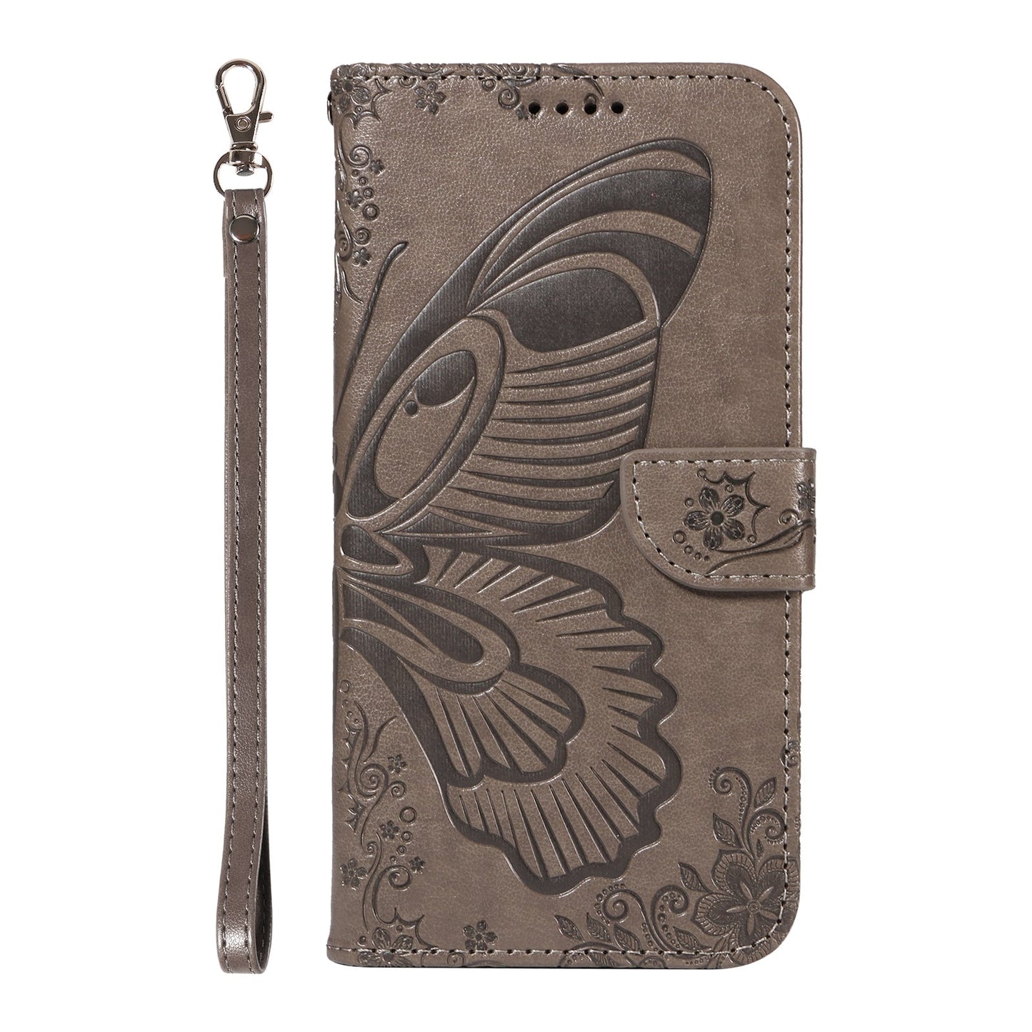 For Redmi 14C 4G Swallowtail Butterfly Embossed Leather Phone Case(Grey)