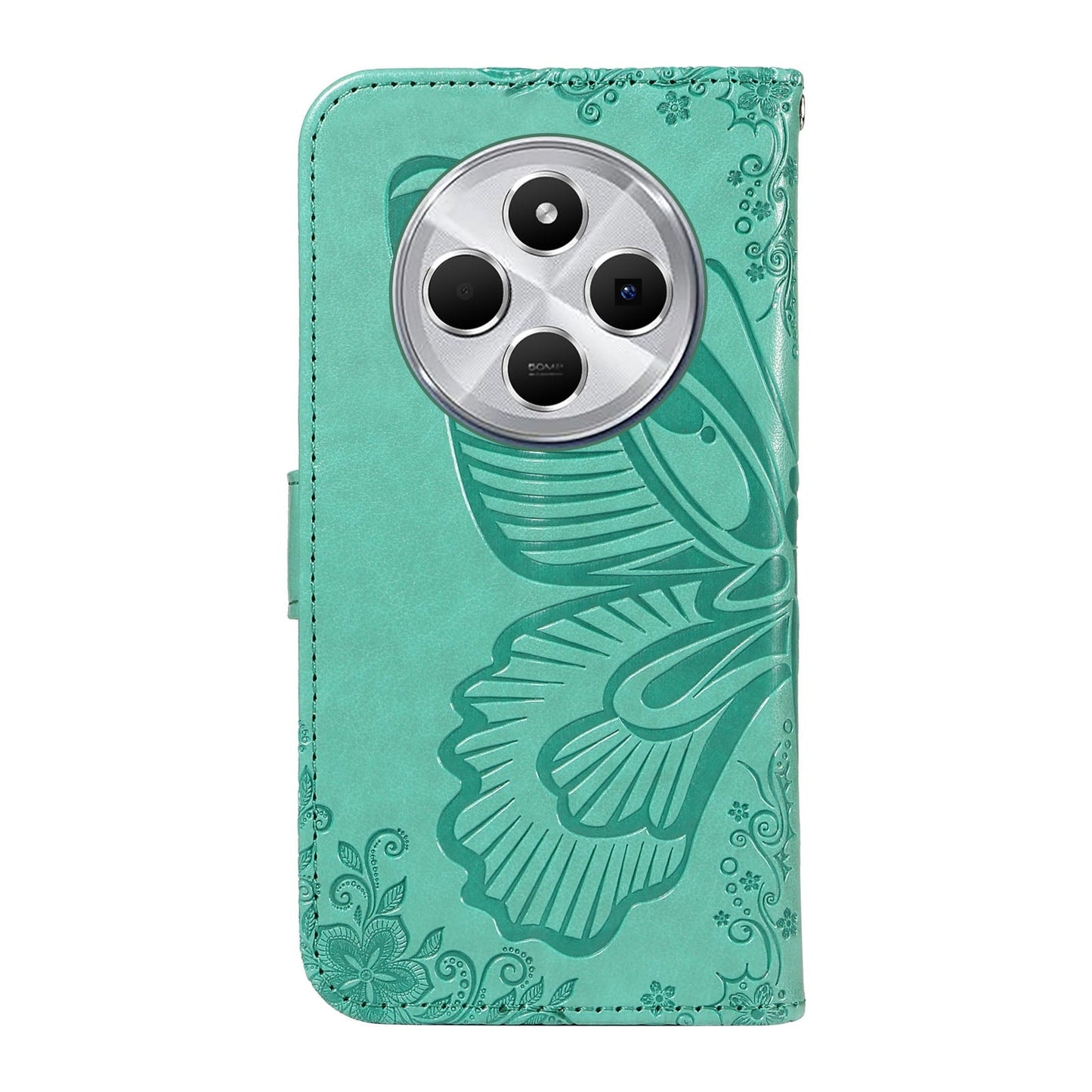 For Redmi 14C 4G Swallowtail Butterfly Embossed Leather Phone Case(Green)
