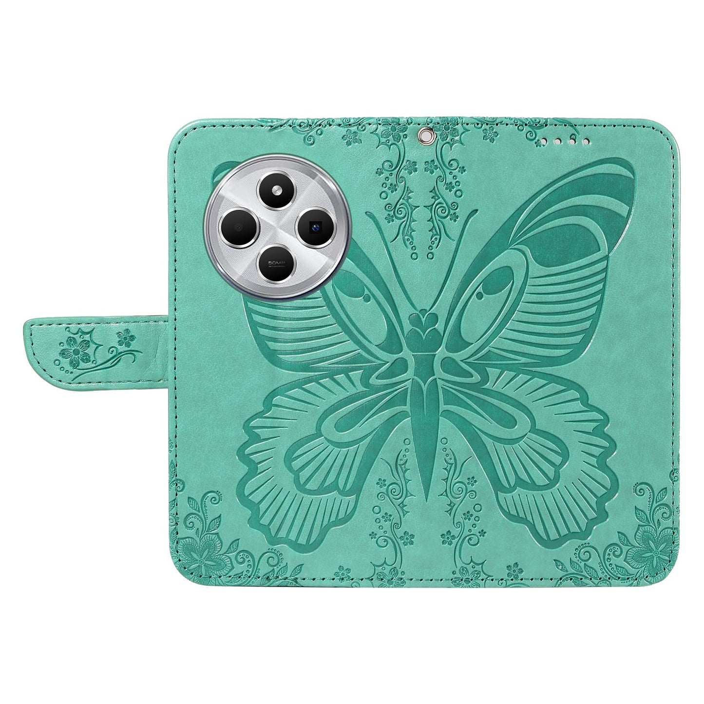For Redmi 14C 4G Swallowtail Butterfly Embossed Leather Phone Case(Green)