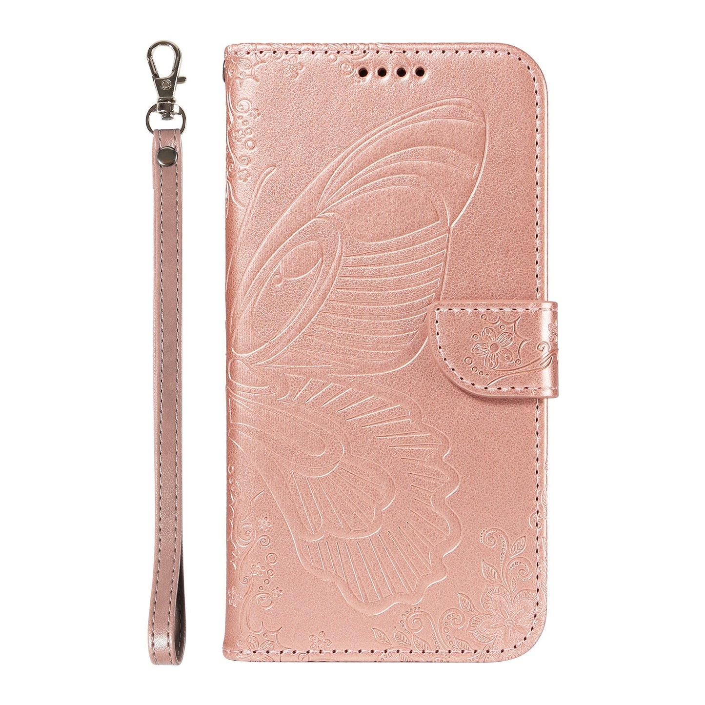 For Redmi 14C 4G Swallowtail Butterfly Embossed Leather Phone Case(Rose Gold)