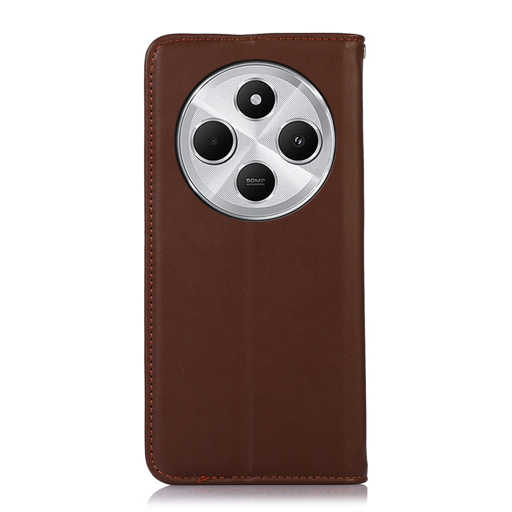 For Redmi 14C 4G KHAZNEH Nappa Top Layer Cowhide Leather Phone Case(Brown)