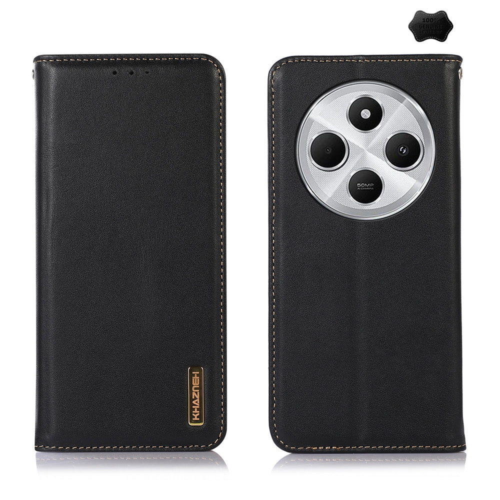 For Redmi 14C 4G KHAZNEH Nappa Top Layer Cowhide Leather Phone Case(Black)