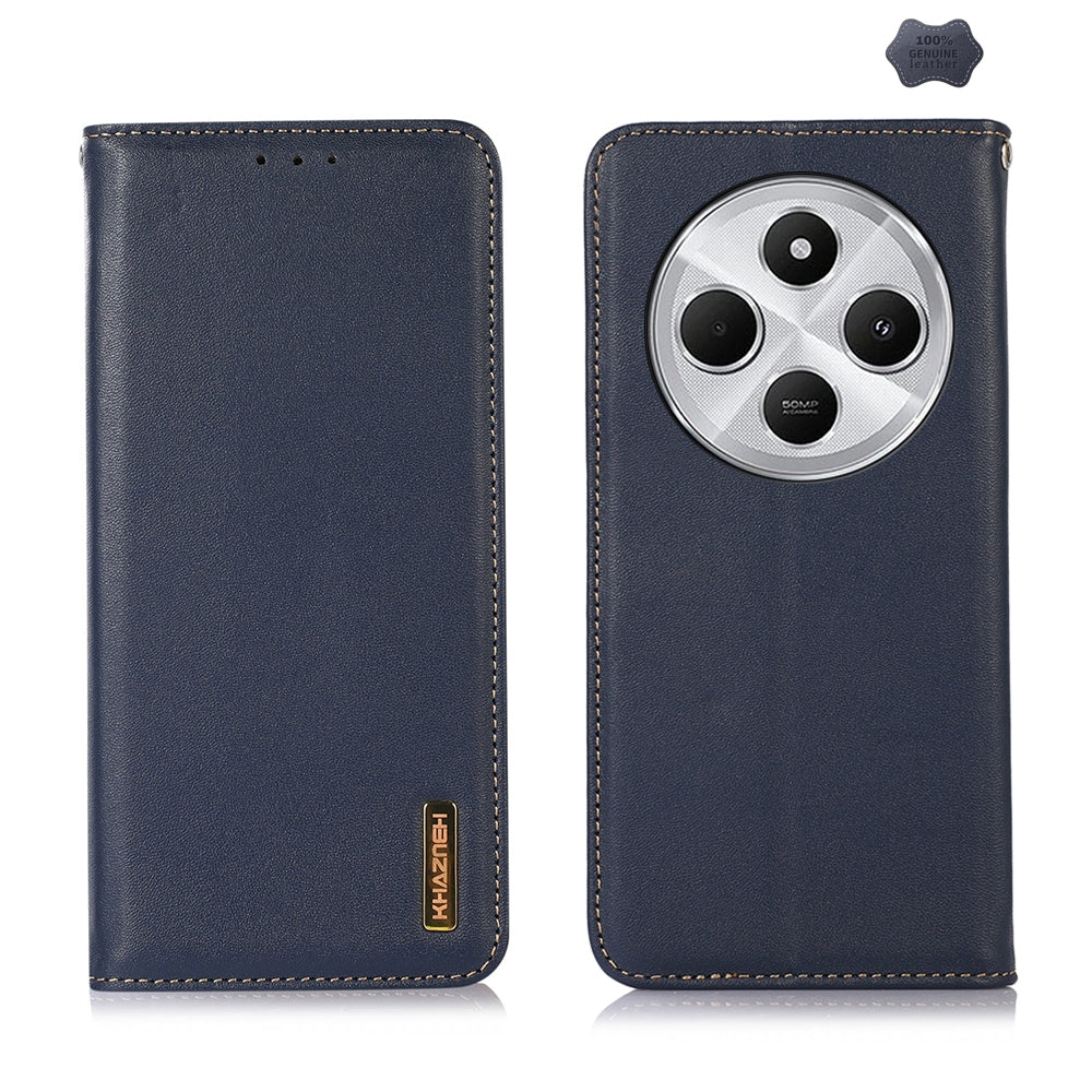 For Redmi 14C 4G KHAZNEH Nappa Top Layer Cowhide Leather Phone Case(Blue)