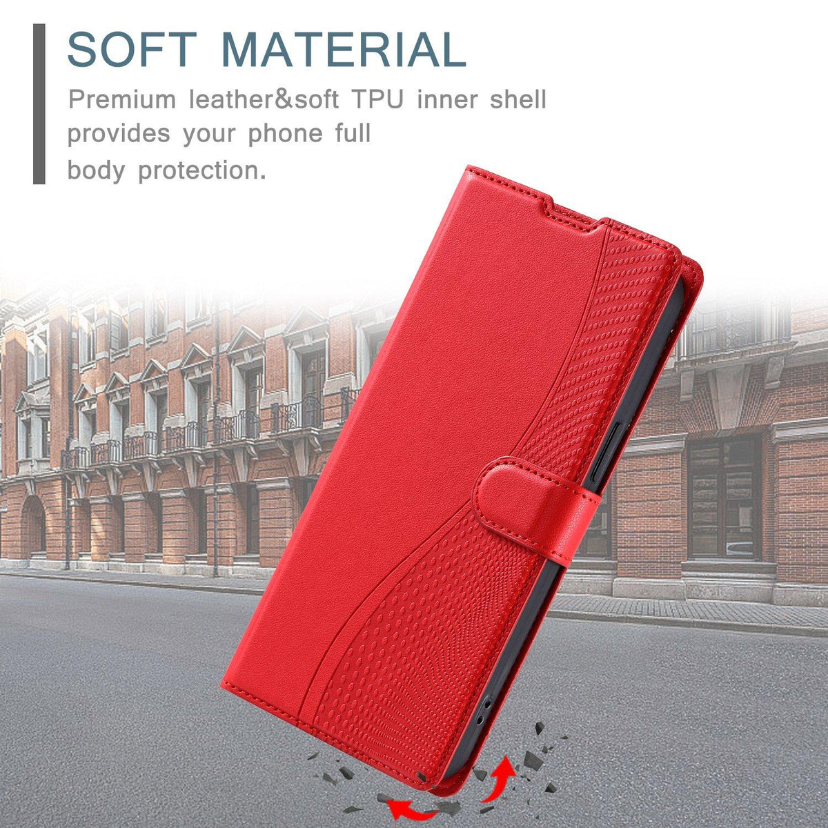 Compatible with iPhone 18 Pro Max Voltage Ultra-thin Dot Leather Phone Case - Red