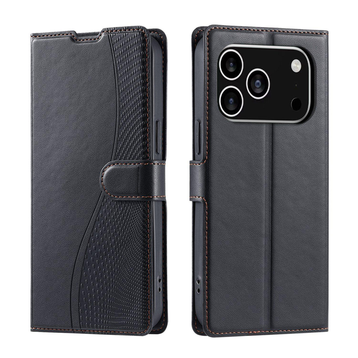 Compatible with iPhone 18 Pro Voltage Ultra-thin Dot Leather Phone Case - Black