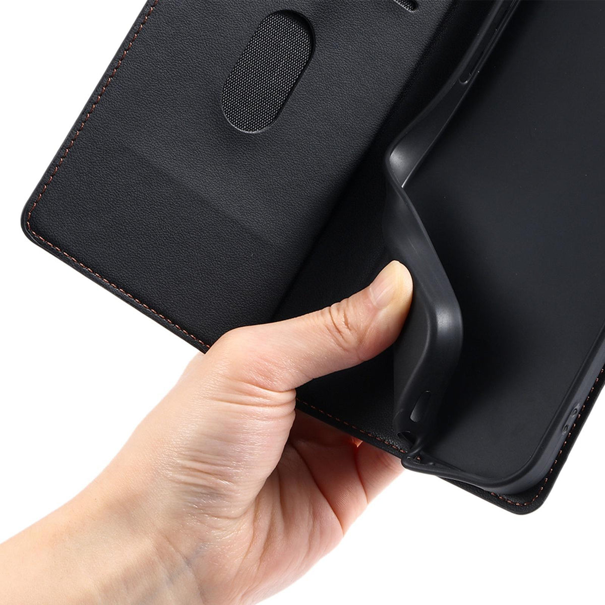 Compatible with iPhone 18 Pro Voltage Ultra-thin Dot Leather Phone Case - Black