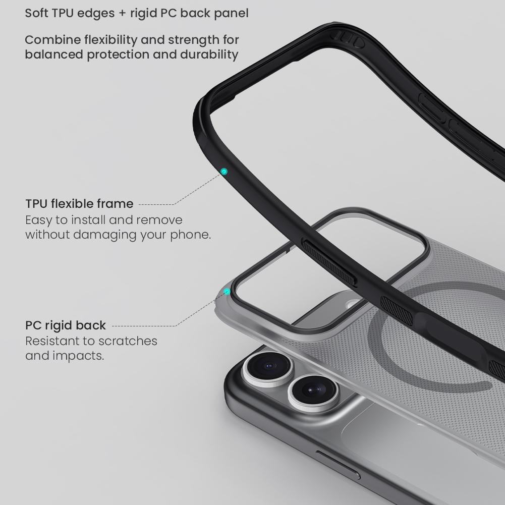 Compatible with iPhone 18 Pro NILLKIN Frosted Shield Pro Magnetic Magsafe Phone Case - Transparent Black