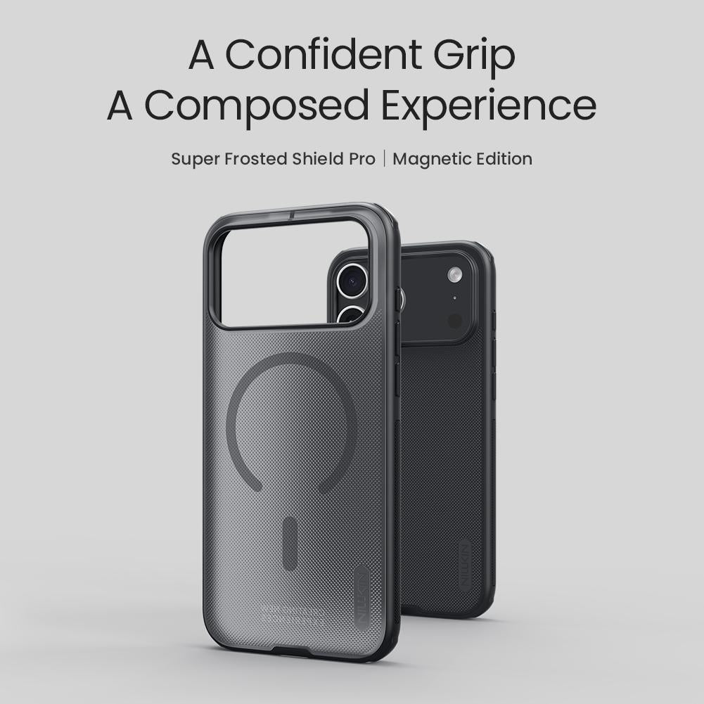 Compatible with iPhone 18 Pro Max NILLKIN Frosted Shield Pro Magnetic Magsafe Phone Case - Transparent Black