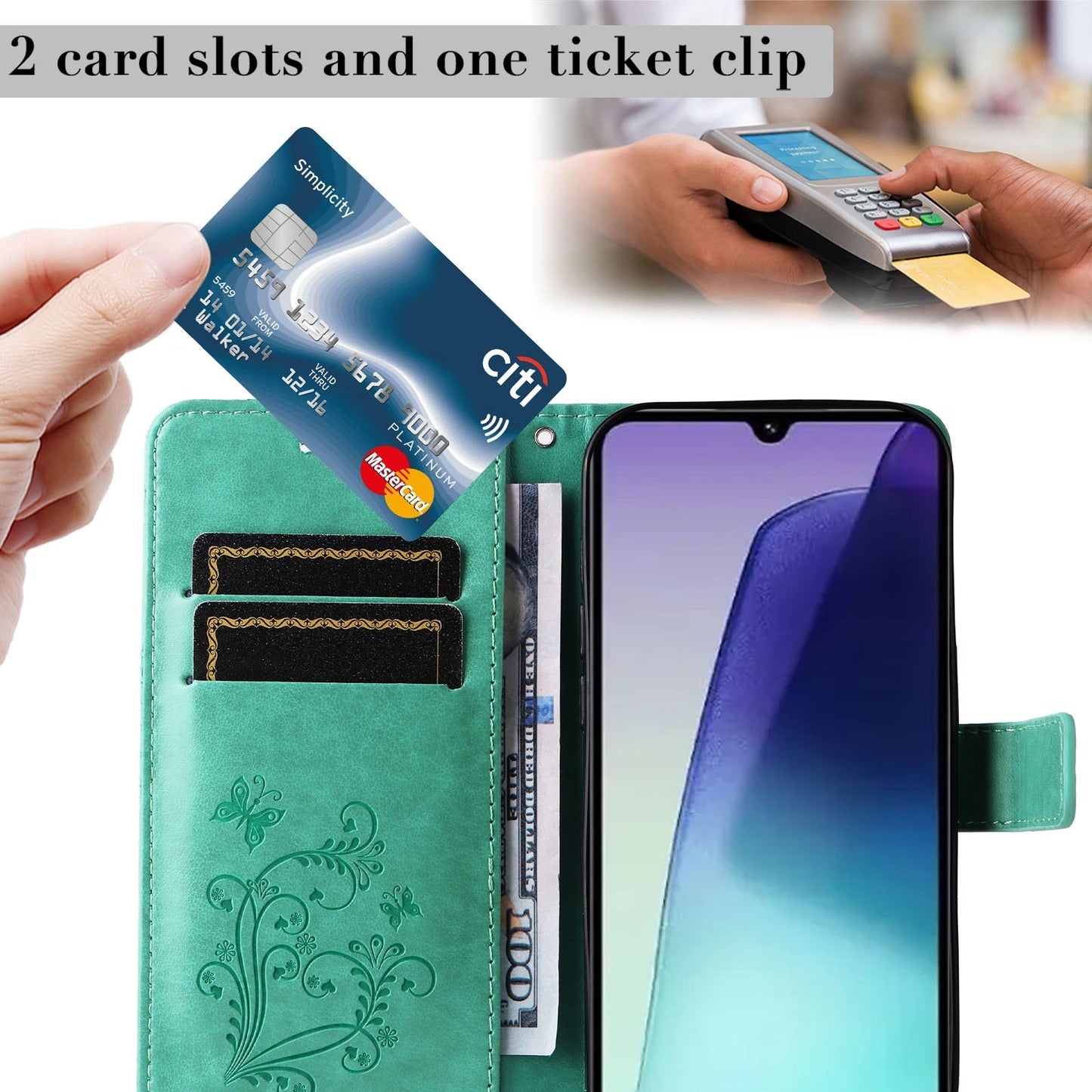 For Redmi 14C 4G Global 3D Butterfly Embossed Pattern Flip Leather Phone Case(Green)