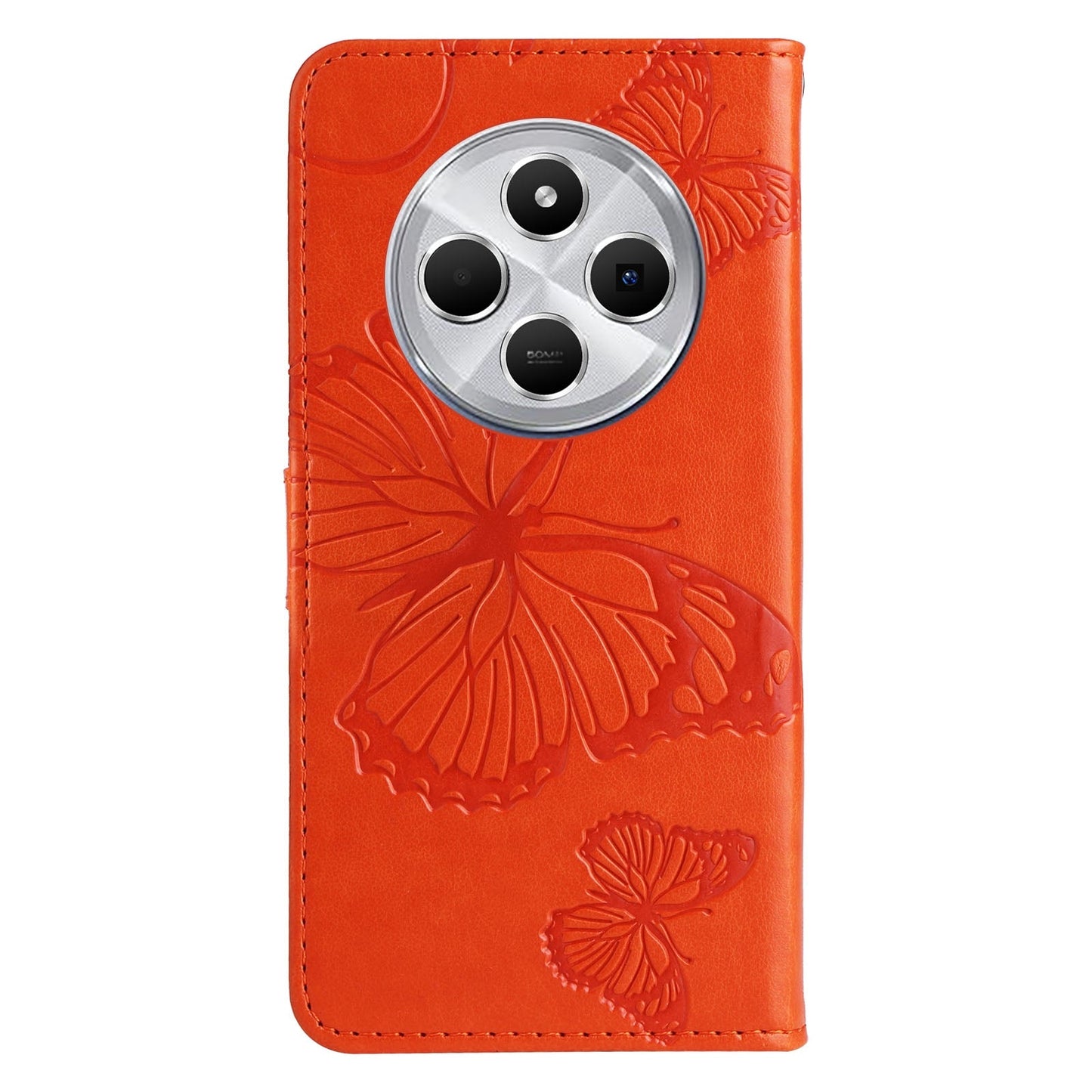 For Redmi 14C 4G Global 3D Butterfly Embossed Pattern Flip Leather Phone Case(Orange)