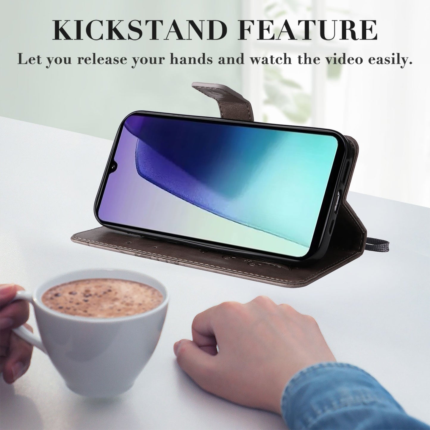 For Redmi 14C 4G Global 3D Butterfly Embossed Pattern Flip Leather Phone Case(Grey)