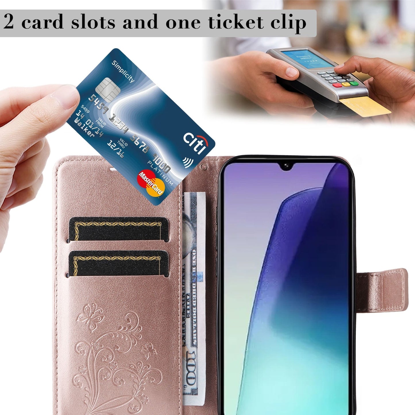 For Redmi 14C 4G Global 3D Butterfly Embossed Pattern Flip Leather Phone Case(Rose Gold)