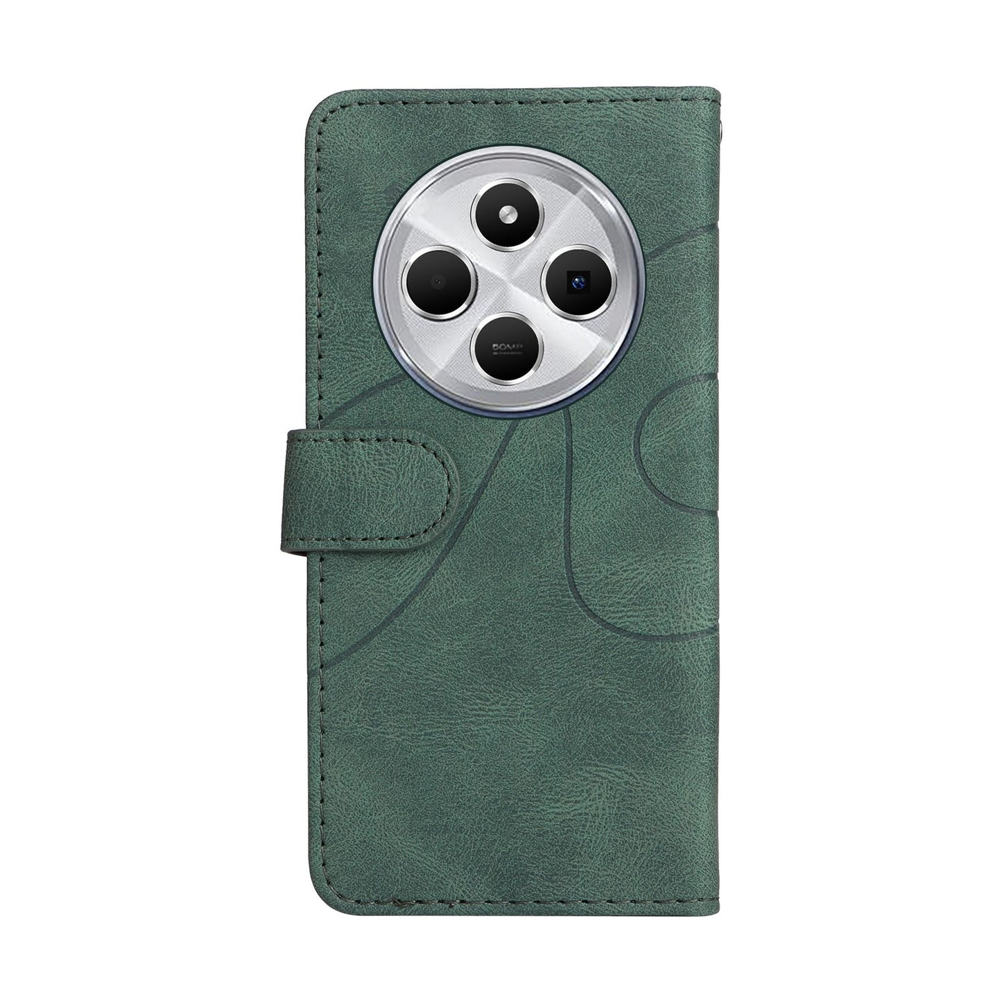 For Redmi 14C 4G Global Dual-color Splicing Flip Leather Phone Case(Green)