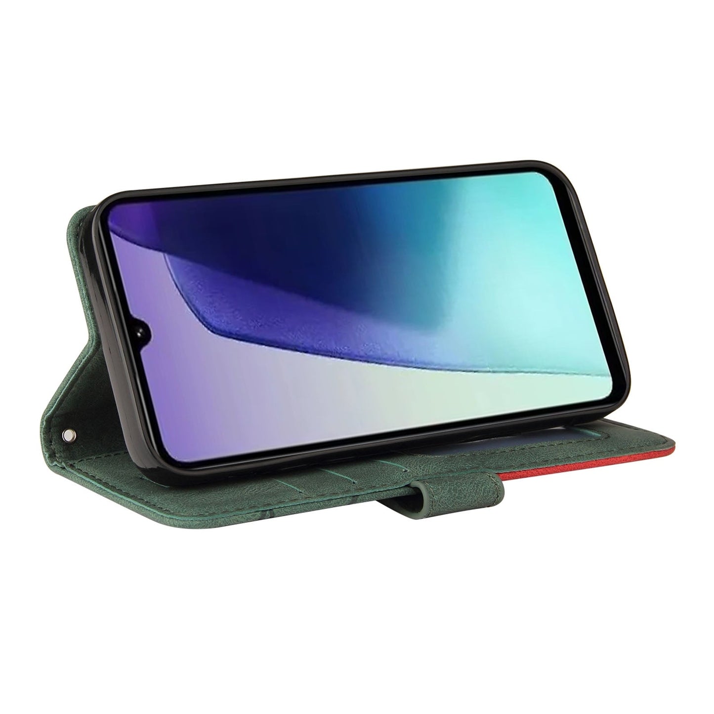 For Redmi 14C 4G Global Dual-color Splicing Flip Leather Phone Case(Green)