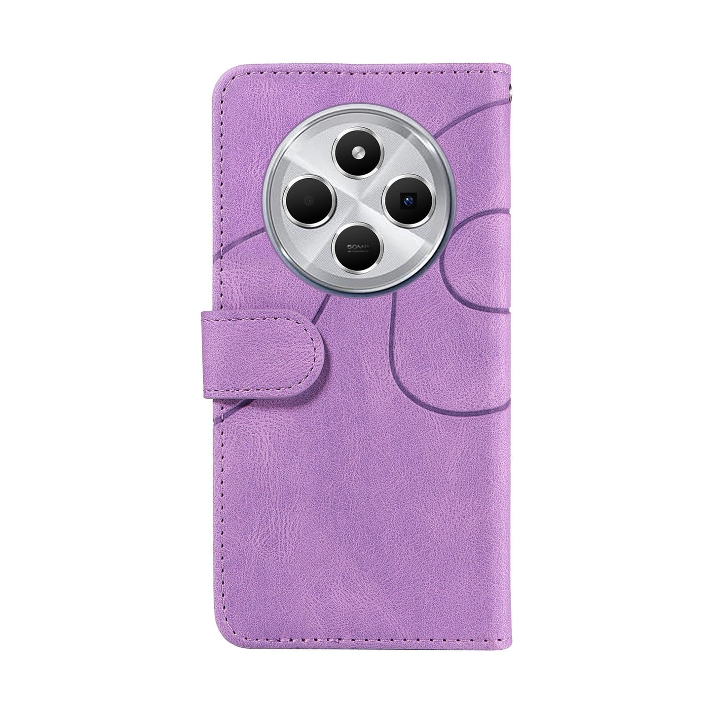 For Redmi 14C 4G Global Dual-color Splicing Flip Leather Phone Case(Purple)