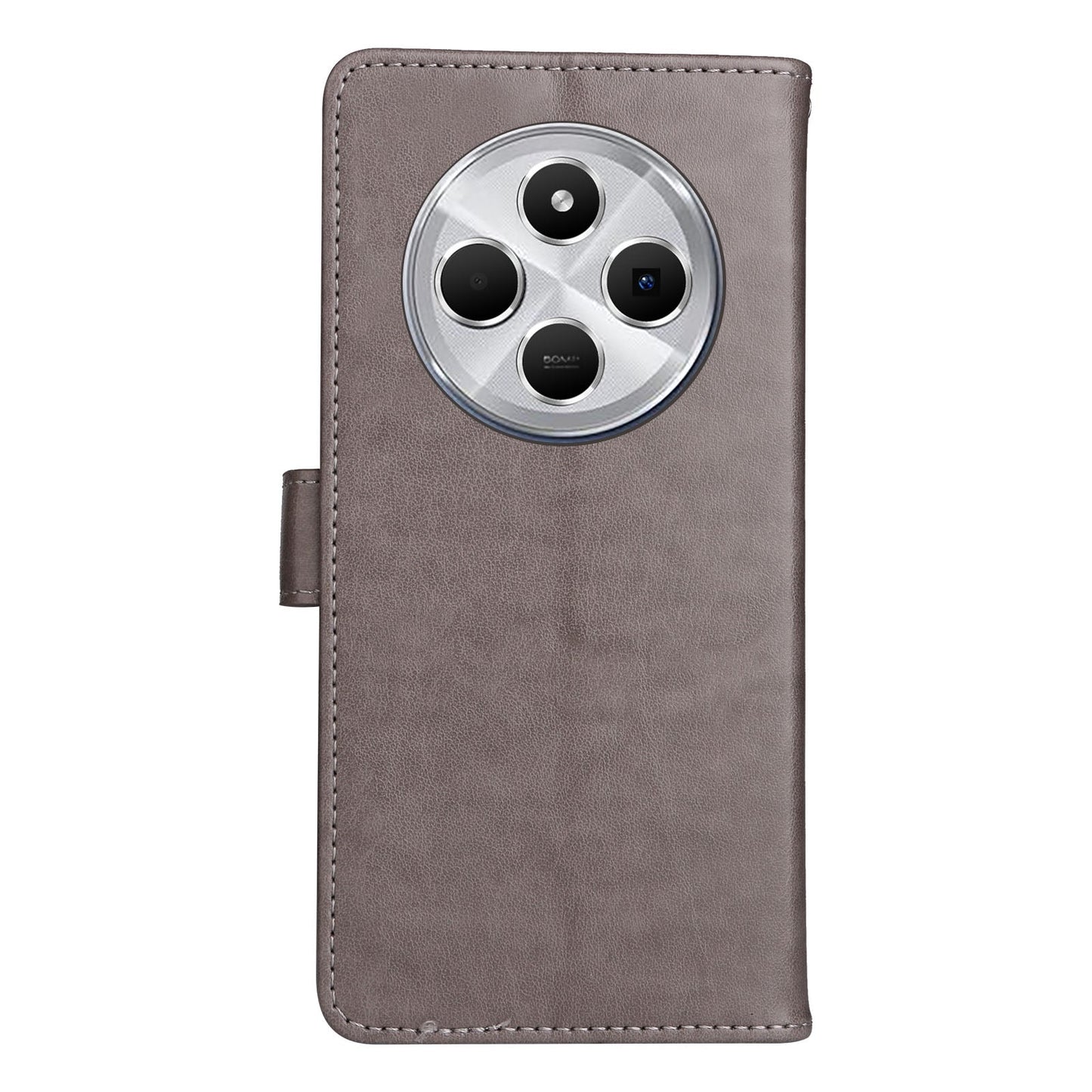 For Redmi 14C 4G Global Cat and Bee Embossed Flip Leather Phone Case(Grey)