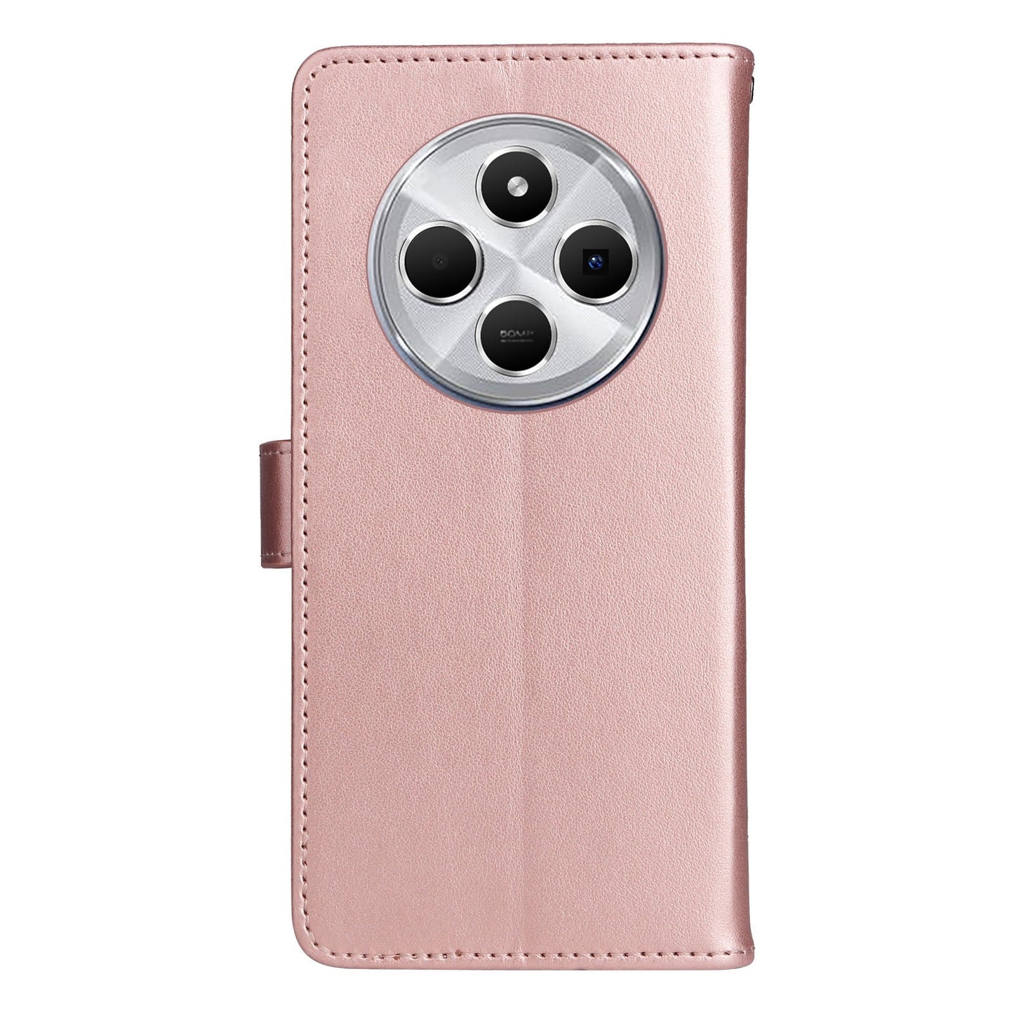 For Redmi 14C 4G Global Cat and Bee Embossed Flip Leather Phone Case(Rose Gold)