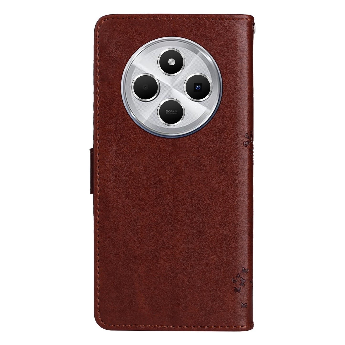 For Redmi 14C 4G Global Tree & Cat Embossed Pattern Flip Leather Phone Case(Coffee)