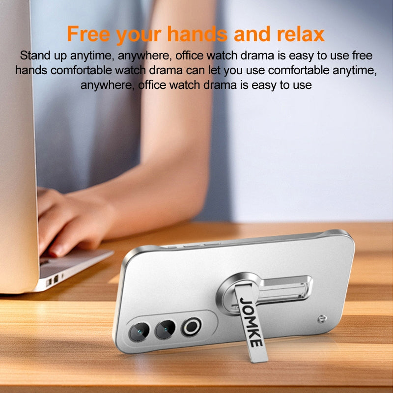 For OPPO K12 Baking Varnish 360 Rotate Holder No Frame PC Phone Case(Silver)