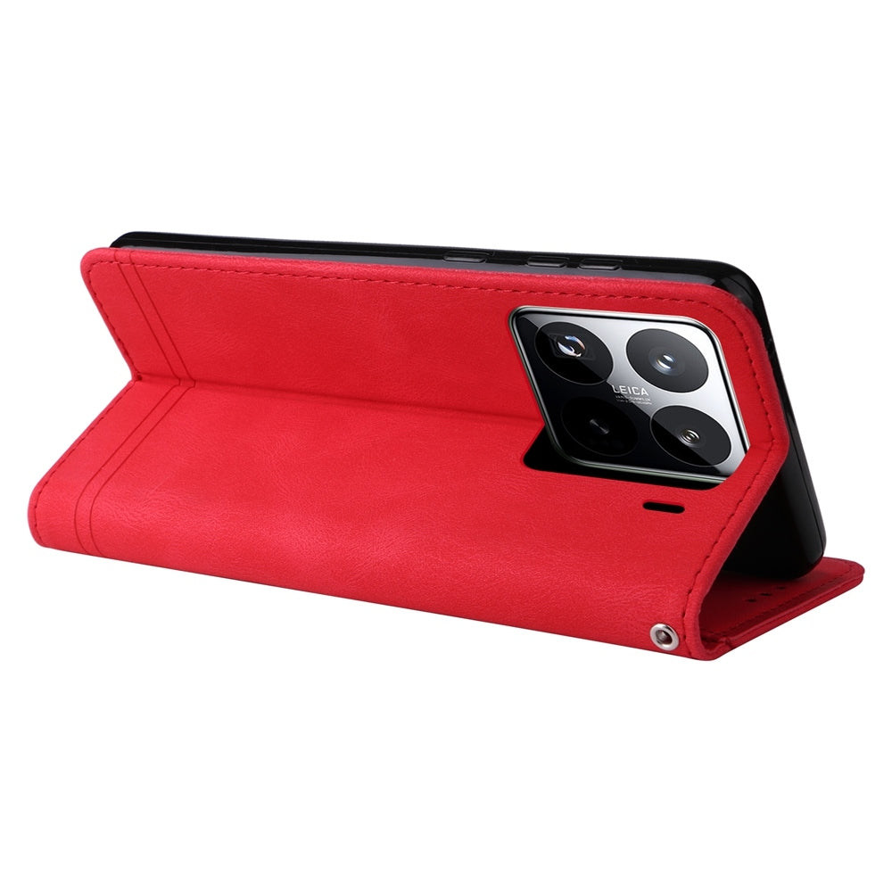 For Xiaomi 15 Pro Skin Feel Life Tree Metal Button Leather Phone Case(Red)