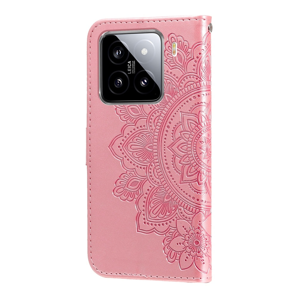 For Xiaomi 15 Seven-petal Flowers Embossing Leather Phone Case(Rose Gold)