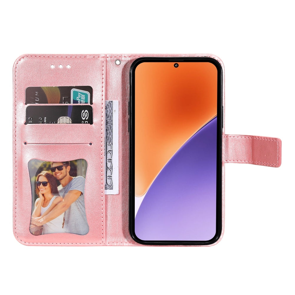 For Xiaomi 15 Seven-petal Flowers Embossing Leather Phone Case(Rose Gold)
