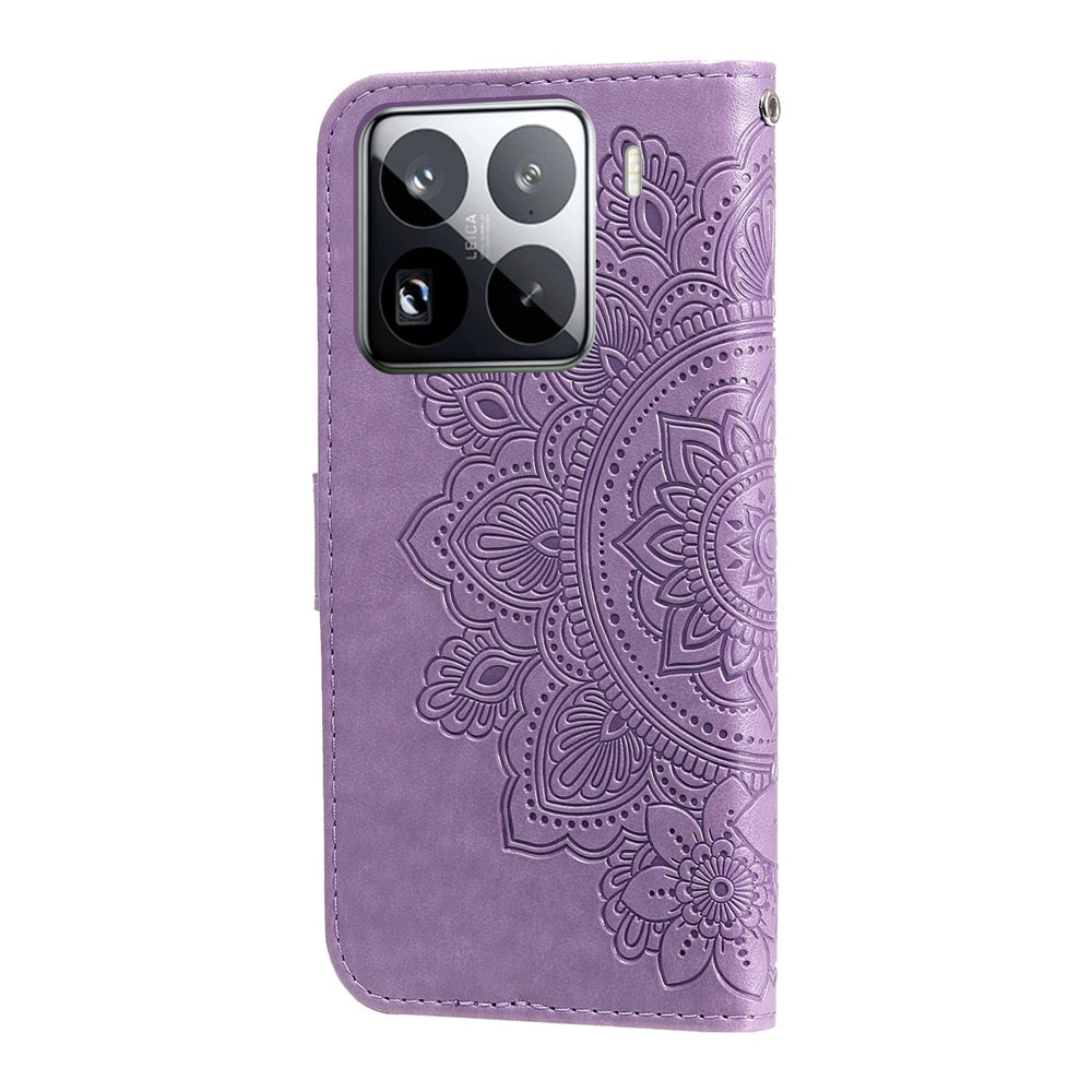 For Xiaomi 15 Pro Seven-petal Flowers Embossing Leather Phone Case(Light Purple)