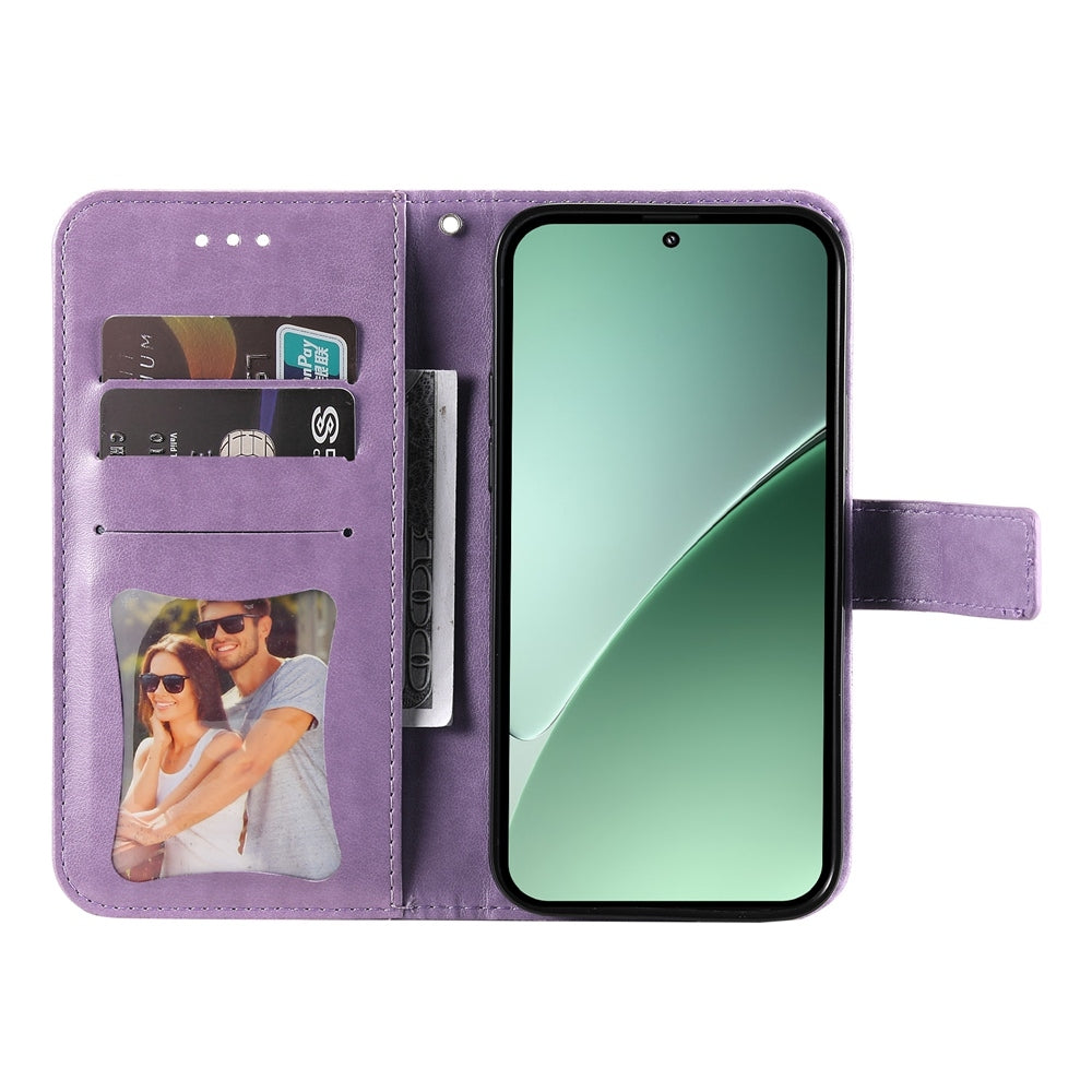 For Xiaomi 15 Pro Seven-petal Flowers Embossing Leather Phone Case(Light Purple)